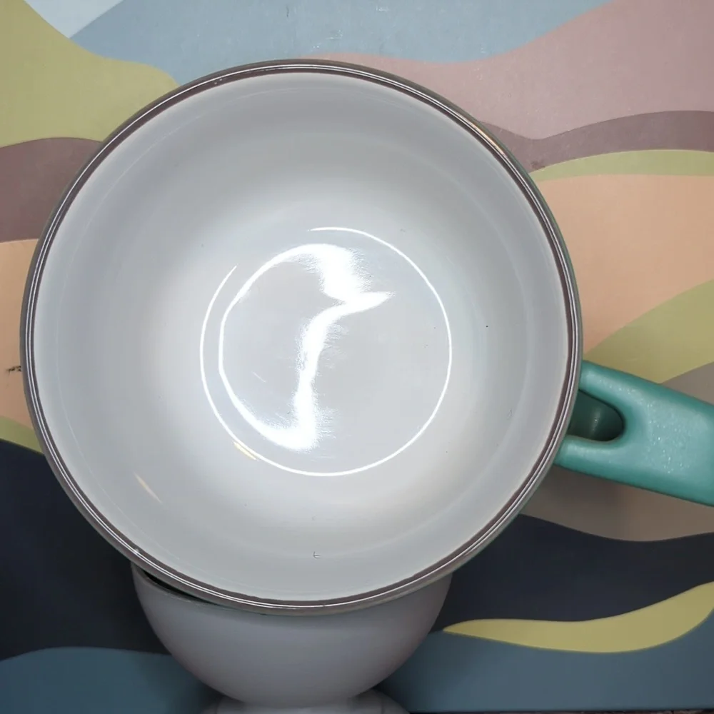 Turquoise Teal Early Bird Stoneware Wide Mouth Mug or Soup‎ Cup with Grey Bird